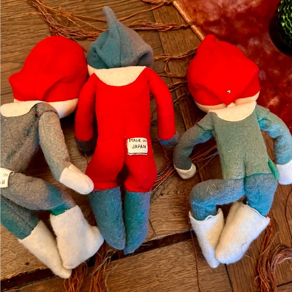 Vintage 1950’s Japan Set 3 Trio Stockinette Pixie Elf Christmas Kneehuggers - Picture 2 of 12